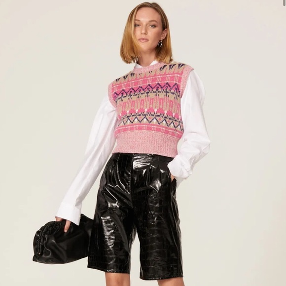 Paco Rabanne Pink Metallic Knit Wool Sweater Vest - Picture 3 of 6